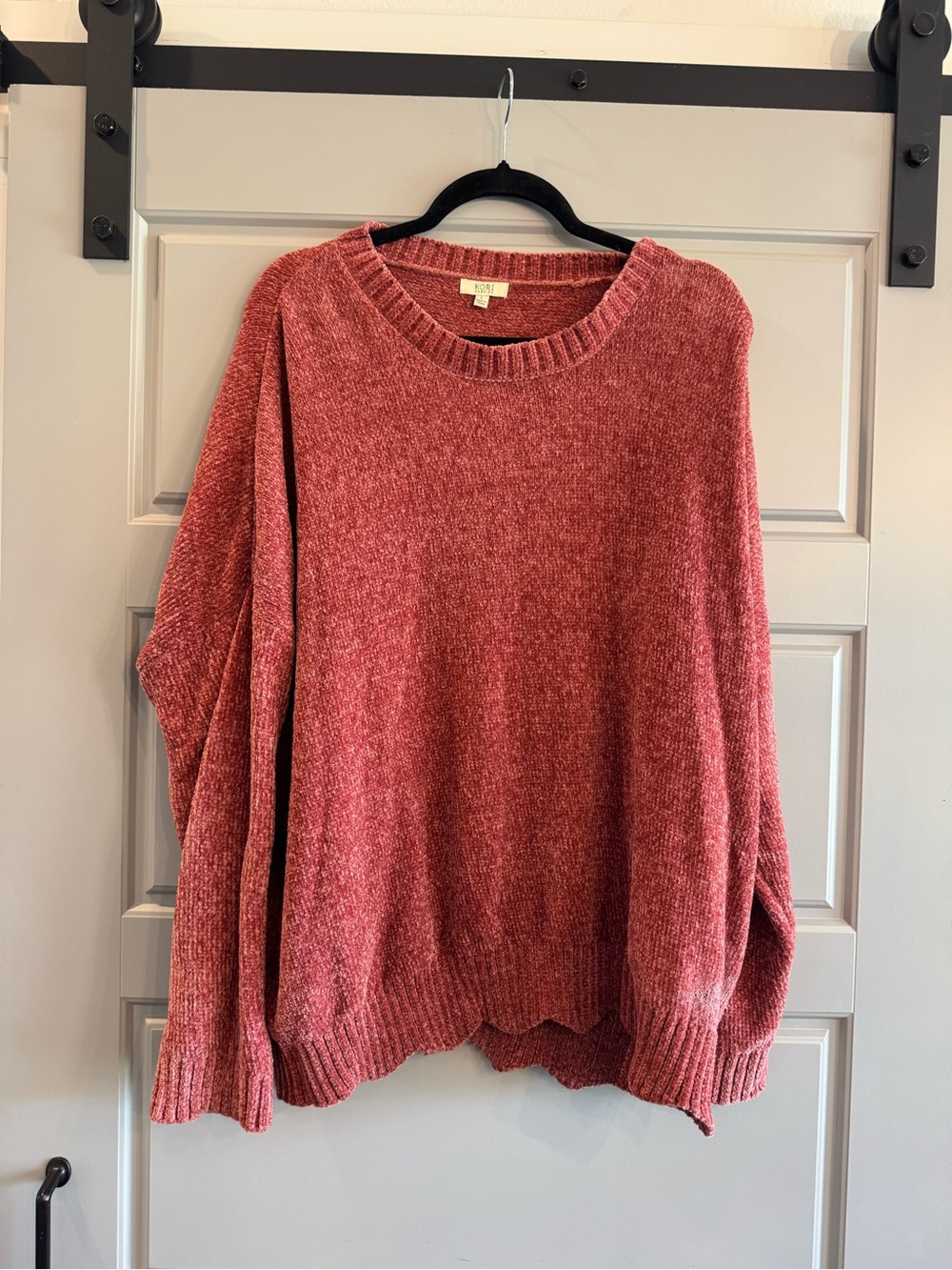 Kori Burnt Orange/Red Chenille Crewneck Sweater